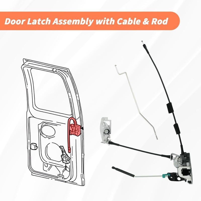 Blycorul Rear Door Latch Assembly with Cable & Rod, Right Passenger Side for Ford 1992-2019 E150 E250 E350 Econoline Van, Cargo Door Lock Latch Connective Repair Replaces 6C2Z-15431A02-AA - Image 3